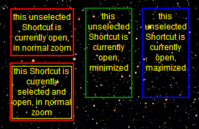 open transparent Shortcut highlighting for various zoom states