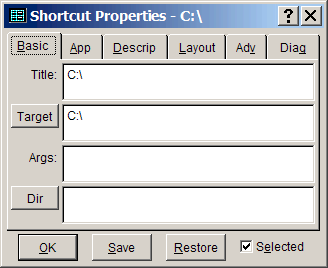 Shortcut Properties - Basic page